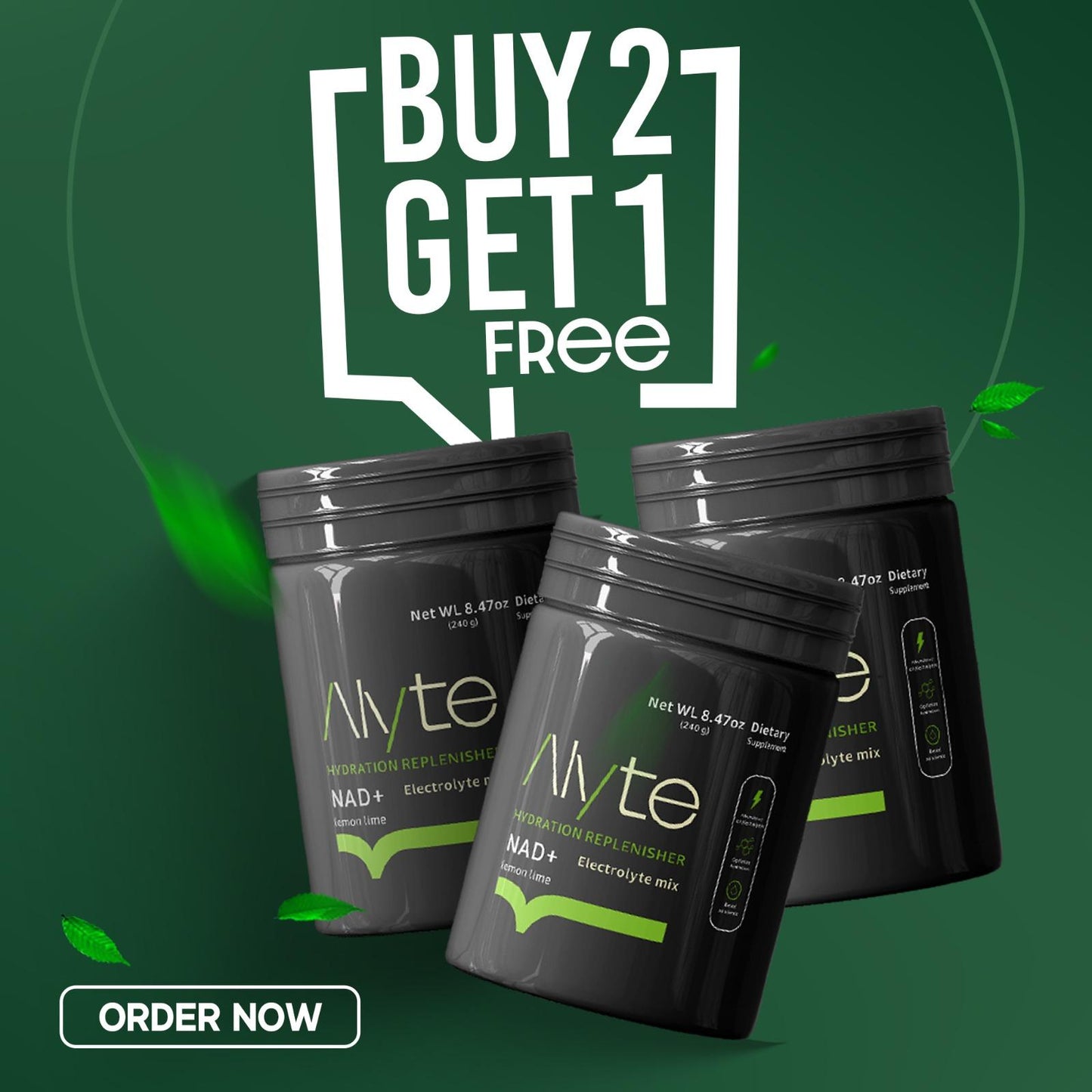 Alyte Electrolyte Powder with NAD+ - Hydration & Energy Boost Low-Sugar Lemon Lime Drink for Muscle Recovery & Collagen Support Magnesium Natural Healthcare US Dietary